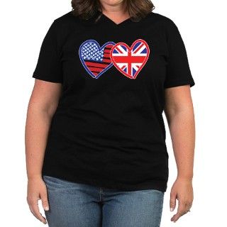 American Flag/Union Jack Hear Womens Plus Size V  by crazybouthercat