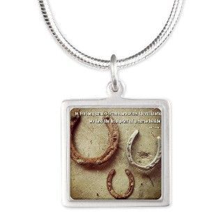 Horse Shoes & Quote Silver Square Necklace by ADMIN_CP16346625