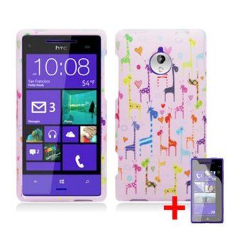 HTC TIARA 8XT PINK COLORFUL GIRAFFE COVER SNAP ON HARD CASE + FREE SCREEN PROTECTOR from [ACCESSORY ARENA] Cell Phones & Accessories