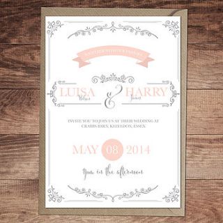 vintage flourish wedding invitation by russet and gray