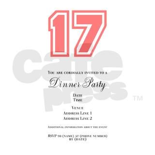 Varsity Uniform Number 17 (Pink) Pink Invitations by Admin_CP2161660
