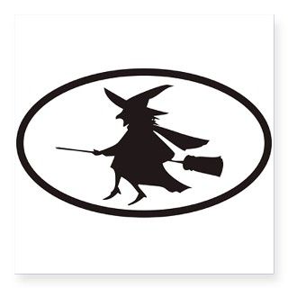 Flying Witch on a Broom Euro Oval Sticker by Admin_CP1436