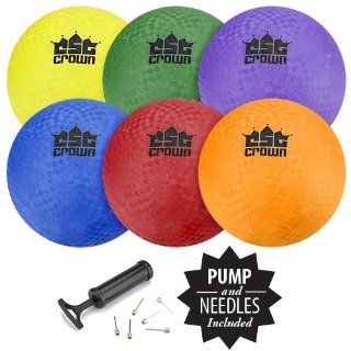 8.5 Inch Playground Dodge Balls with Pump   Set of 6 Different Color Balls Toys & Games