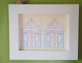 white framed collage beach huts by sundaebest