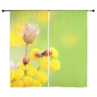 ladybugs on yellow flowers on square 60 Curtains by Admin_CP70839509
