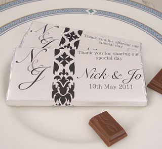 designer chocolate wedding favours by tailored chocolates and gifts
