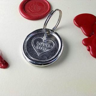 wax seal romantic heart keyrings by multiply design