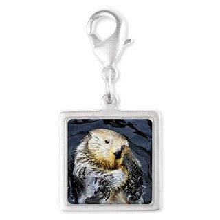 Sea Otter Rubbing Face Silver Square Charm by Admin_CP70839509