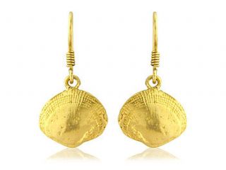 gold vermeil clam shell earrings on hooks by argent of london