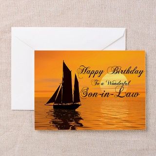Birthday card for son in law with sunset yacht Gre by SuperCards