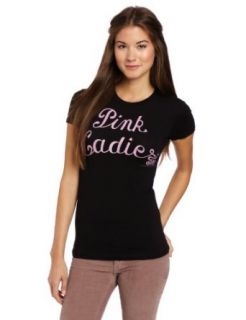 Fifth Sun Juniors Pink Ladies Logo Grease T Shirt, Black, Small Clothing
