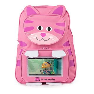 child's cat tablet pocket backpack by on the movies