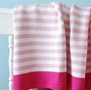 striped pink baby blanket by the heart store