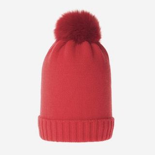 plain knit fur pom pom bobble hat by somerville scarves