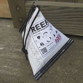 recycled white sailcloth doorstop by the reefer sail company
