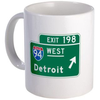 Detroit, MI Highway Sign Mug by worldofsigns