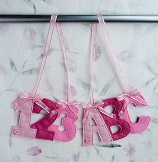 abc & 123 hanging nursery decorations by mollie mae handcrafted designs