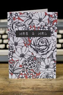 'mrs and mrs' wedding day card by black lace and roses by pearl lowe
