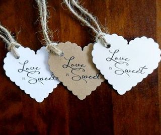 pack of five 'love is sweet' tags by yatris home and gift