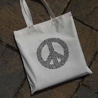 flower power peace sign tote bag by folk art papercuts by suzy taylor