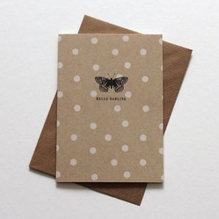 'hello darling' butterfly notelet by studio seed