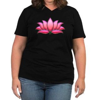 pink lotus Womens Plus Size V Neck Dark T Shirt by magickalarts
