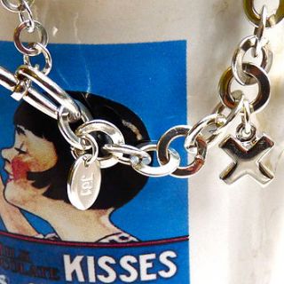 silver kiss charm bracelet by joy everley