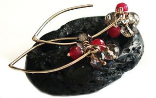 rutilated quartz and ruby silver earrings by prisha jewels
