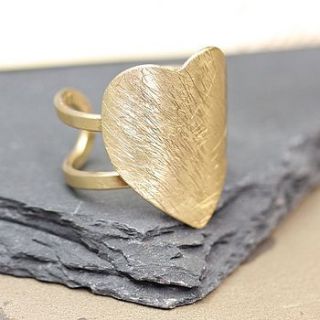 brushed gold heart ring by lisa angel