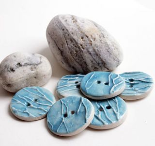 textured turquoise ceramic buttons by jo lucksted ceramics