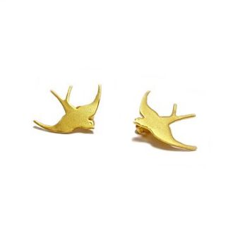22ct gold swallow stud earrings by eve&fox
