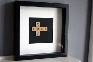 'love you' word tile art by vintage touch