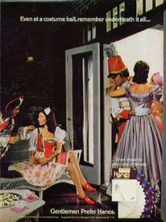 Even at costume ball underneath it all Gentlemen Prefer Hanes pantyhose ad 1975 Entertainment Collectibles