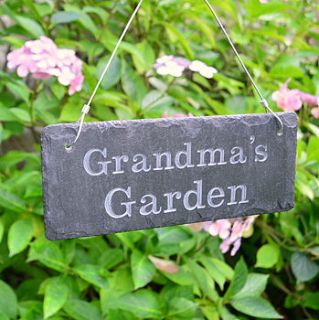 engraved slate grandma's garden sign by winning works