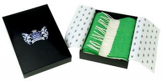 green and white classic cashmere football scarf by savile rogue