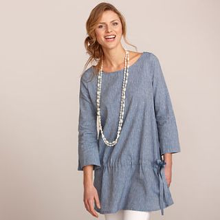 cotton linen chambray tunic dress by kemp & co