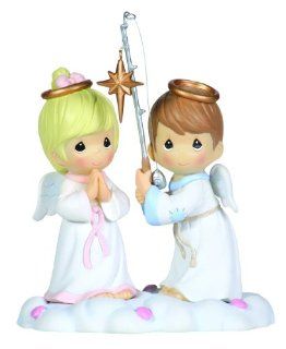 Precious Moments Two Angels Holding Star Figurine "We Followed The Star"   Holiday Figurines