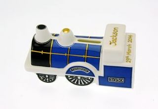 personalsied champion train moneybox by babyfish