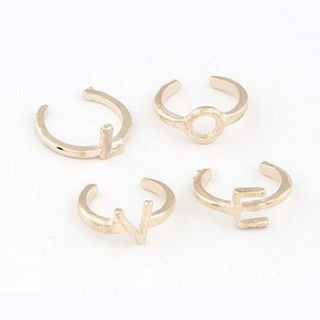 set of four love letter midi rings by junk jewels