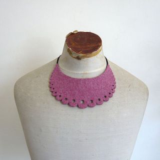 lacey bib style wool felt necklace by afterward by wendy ward