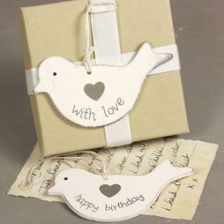 wooden dove gift tag by lisa angel homeware and gifts