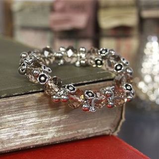 crystal bead and silver flower bracelet by lisa angel