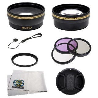 .43x Wide Angle Lens, 2.2x Telephoto Lens, 3 Piece Multi Coated Filter Kit (UV FLD CPL), Lens Cap, Cap Keeper and Microfiber Cleaning Cloth For Sony Alpha DSLR SLT A33, A35, A37, A55, A57, A58, A65, A77, A99, A100, A200, A230, A290, A300, A330, A350, A380,
