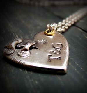 personalised stitched heart pendant by twisted typist