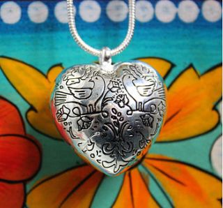 chunky silver birdy heart pendant necklace by birdy jewellery