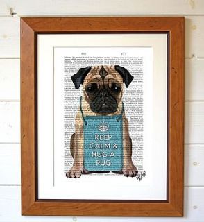 hug a pug, dog dictionary print by fabfunky