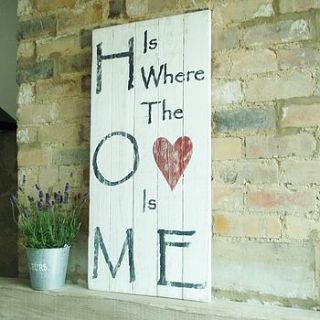 personalised 'home is where the heart is'sign by potting shed designs
