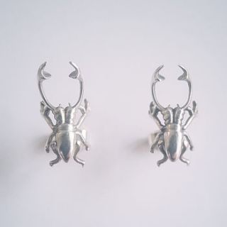 stag beetle stud earrings by fou jewellery