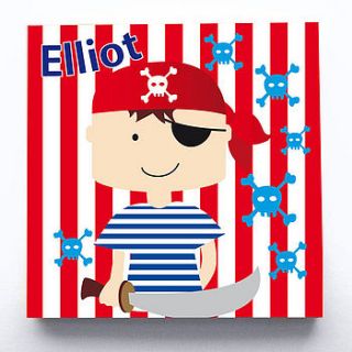 personalised 'stripy the pirate' canvas art by manimoo