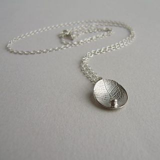 silver and diamond little leaf necklace by catherine woodall